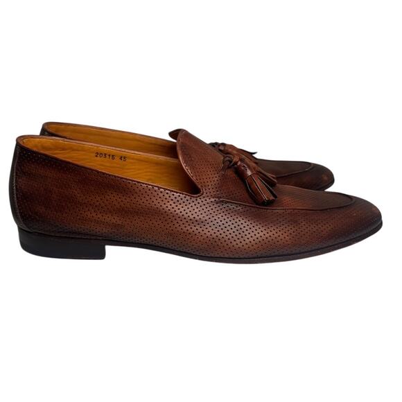 Magnanni Perforated Tassel Loafers Mens Sz 12 Brown Leather Spain SlipOn Preppy - Picture 11 of 16